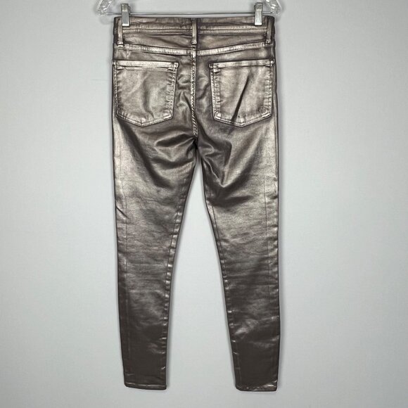 Fidelity Denim Womens Sola Mid Rise Skinny Ankle Jeans Gunmetal Foil size 30 - Picture 6 of 14